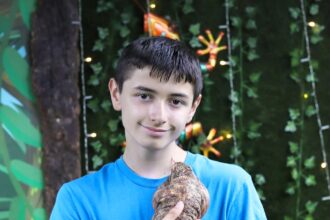 Harry the child who is suffers from autism and sensory processing disorder with the animals at the zoo.