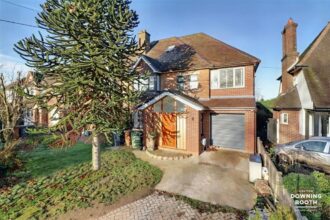 the six-bed house is for sale for £500,000 with tree growing inside the bathroom in front of the loo, Outside View.