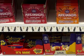 Easter eggs for sale in B&M stores.