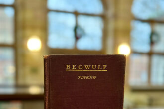The copy of Beowulf that was returned to Sewickley Public Library after 54 years.