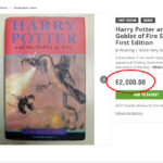 The first edition of Harry Potter and the Goblet of Fire available at Oxfam. products listing on charity shop.
