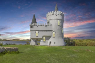 the Fisherman's castle' with armoured knights and throne, which is up for sale outside view.