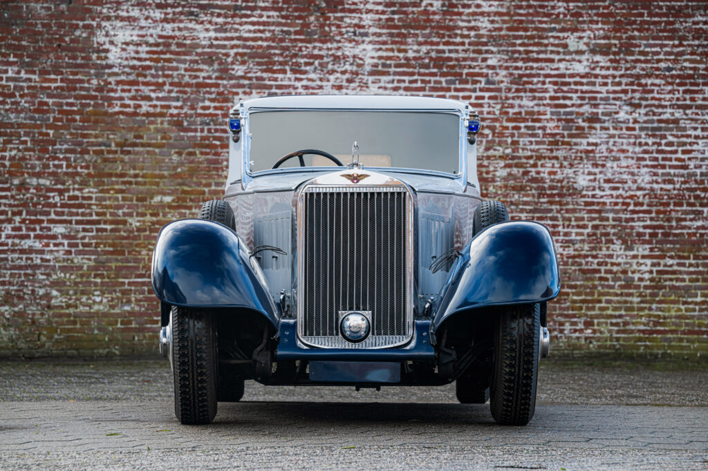 The Hispano-Suiza J12 Coupé for sale, formerly owned by Marcel Boussac, which is being sold.