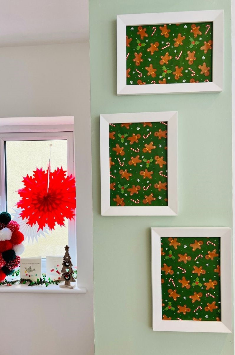 Hannah and Jo's Christmas picture frames festive hack.