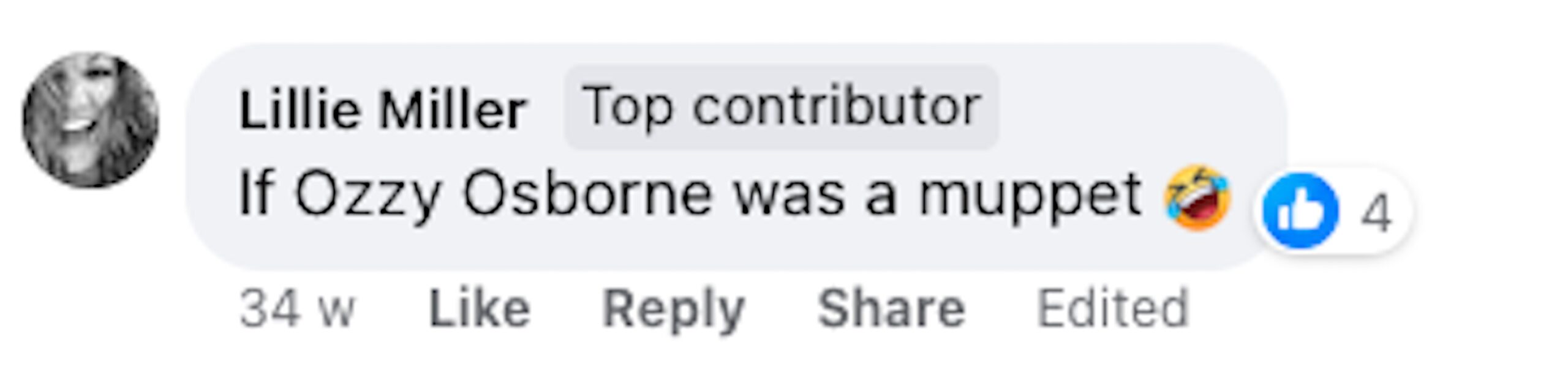 Social media comment on the woman’s post showing the face of Ozzy Osbourne on her driveway.