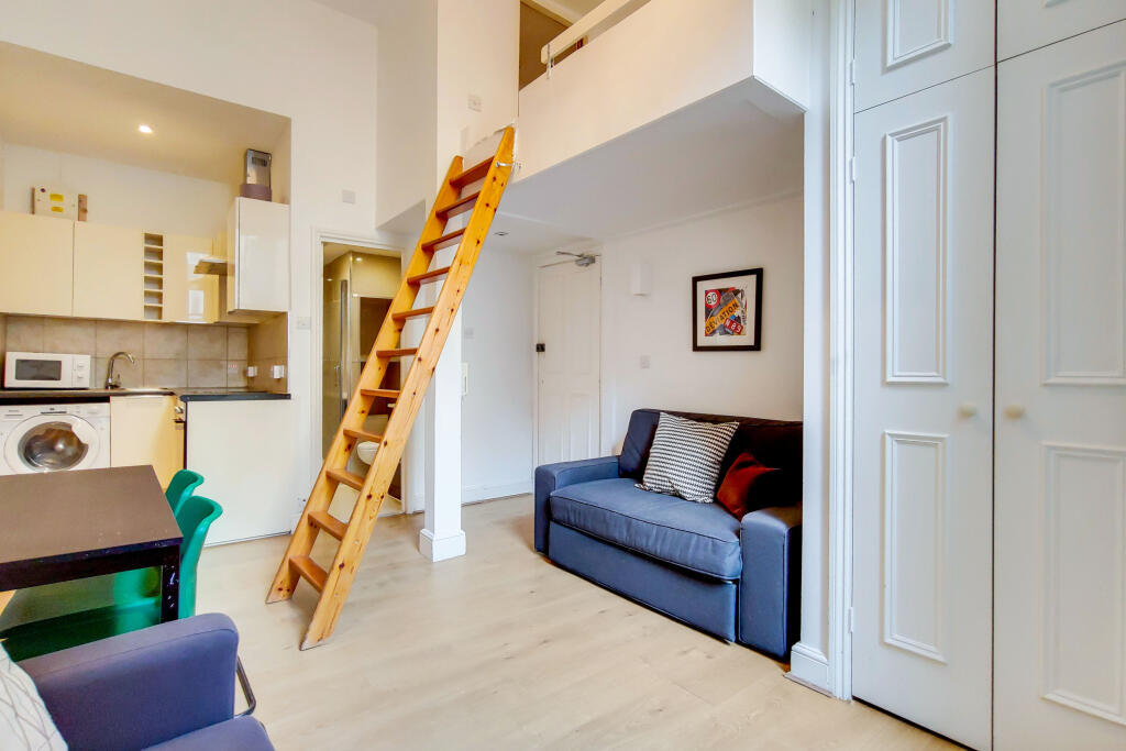 Inside the studio flat in West London, which is up for rent