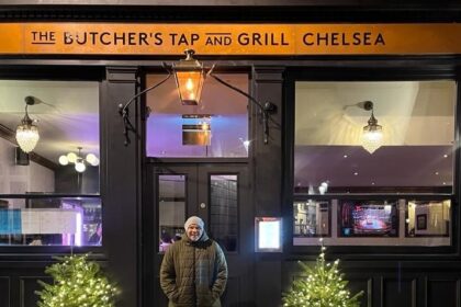 Tom Kerridge outside the new Brewers Tap and Grill restaurant in Chelsea.