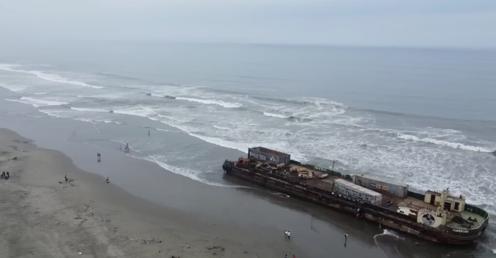 Two ‘ghost ships’ wash up on tourist beach.