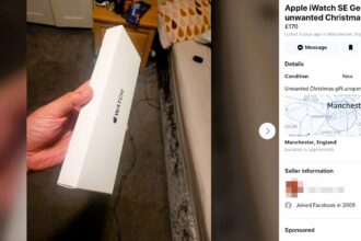 An Apple Watch - an unwanted Christmas gift for sale on Facebook Marketplace as cost of living crisis worsens in England.