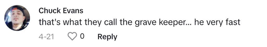 A social media user comments on a video posted by Amy Pendleton showing what she believes is a ghost to the side of the road in Gilson cemetery, Nashua, New Hampshire, US.