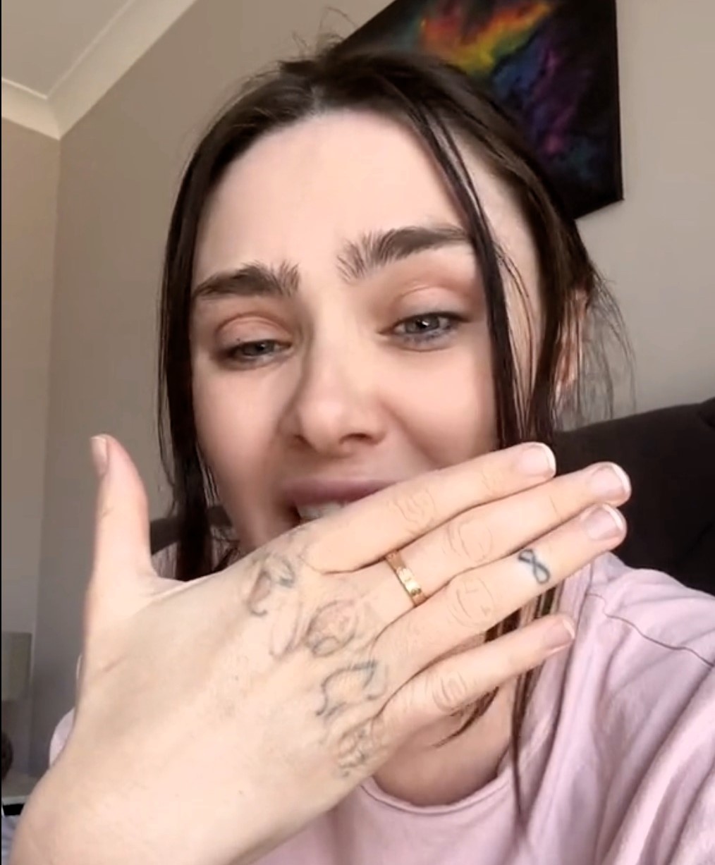 Video grab of Lauren explaining why she regrets getting tattoo’s.