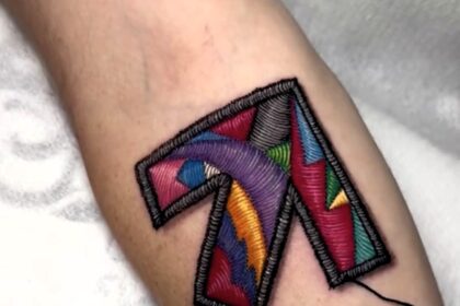 one of Cristina’s hyper realistic embroidery tattoos.