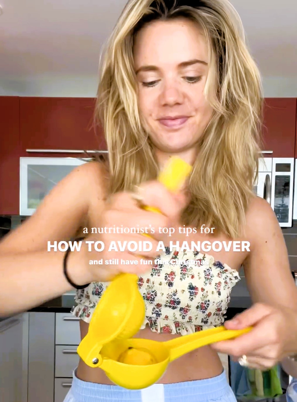 nutritionist sharing tips on how to avoid a hangover on holiday season.