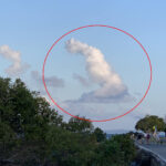 The odd looking cloud spotted over a beach in Wynnum, near Brisbane that resembles the outline of the UK.