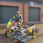 Darren Abey on his bike, the man who transferred his 186mph Suzuki GSX-R1000 into a ride fit for funeral hearse with a sidecar to carry the coffin.