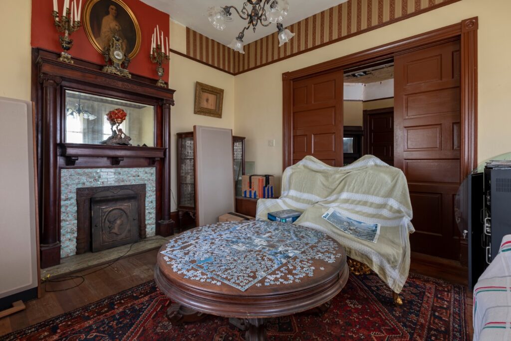 The inside of the abandoned Anne-style home.