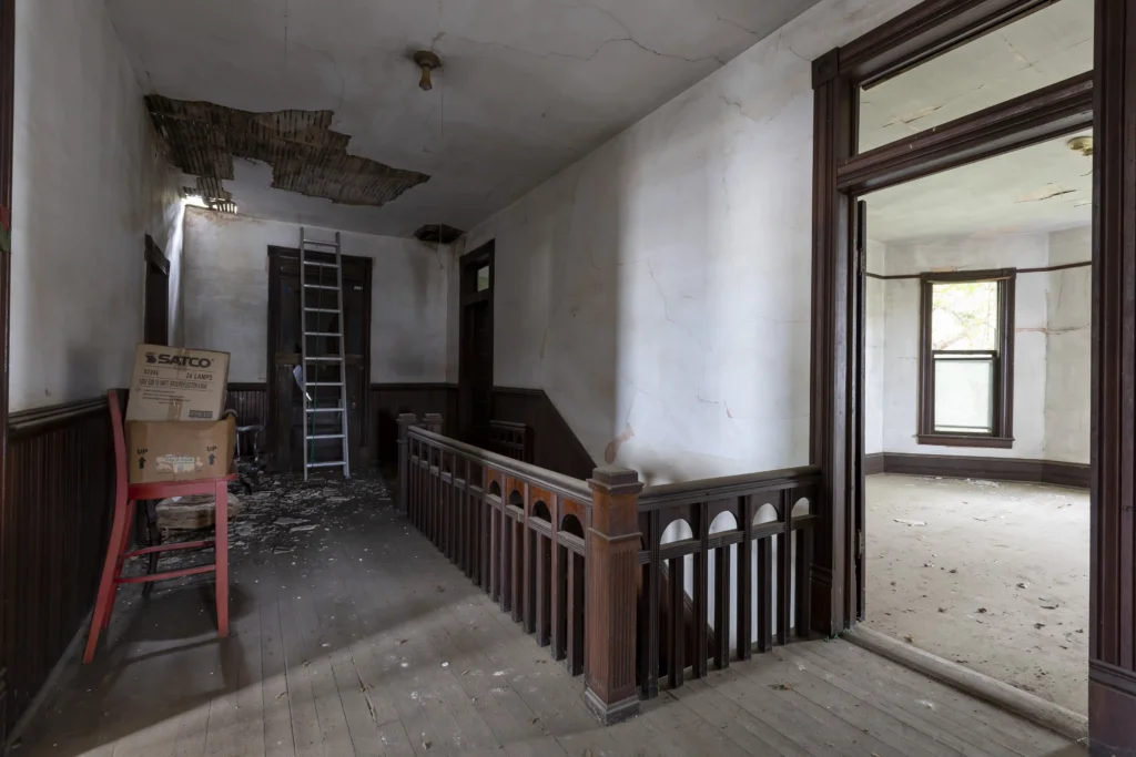 The inside of the abandoned Anne-style home.