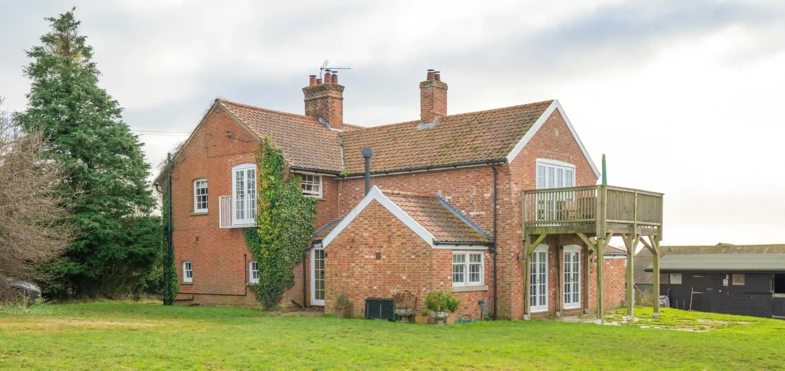 Farmhouse with stables, 141 acres and its own private BEACH is available for sale in the village of Ramsholt, near Ipswich.