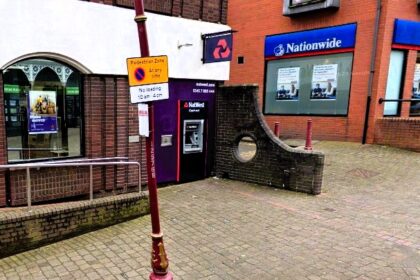 The NatWest cashpoint in Ilkeston featuring the hole in the wall, which is now No 1 spot on town's TripAdvisor.