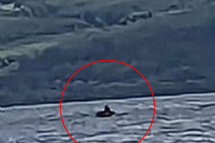 Richard Story’s photo of the ‘Loch Ness Monster’ terrifying creature sighted in Urquhart Castle on the banks of the loch, near Inverness, Scotland.