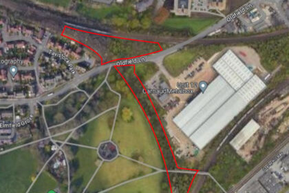 the stretch of old railway track is for sale for £15,000 (Highlighted in red).