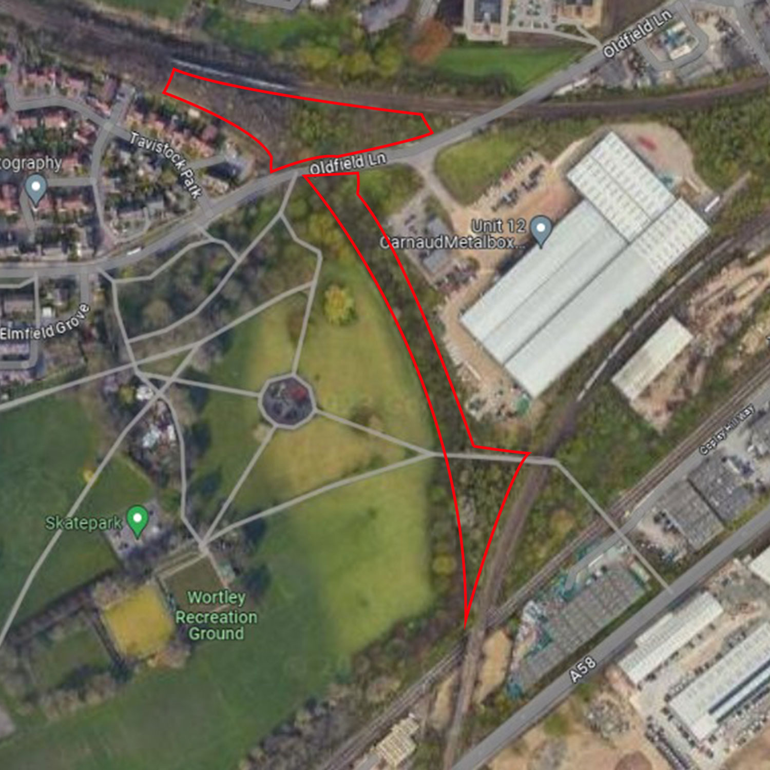 the stretch of old railway track is for sale for £15,000 (Highlighted in red).