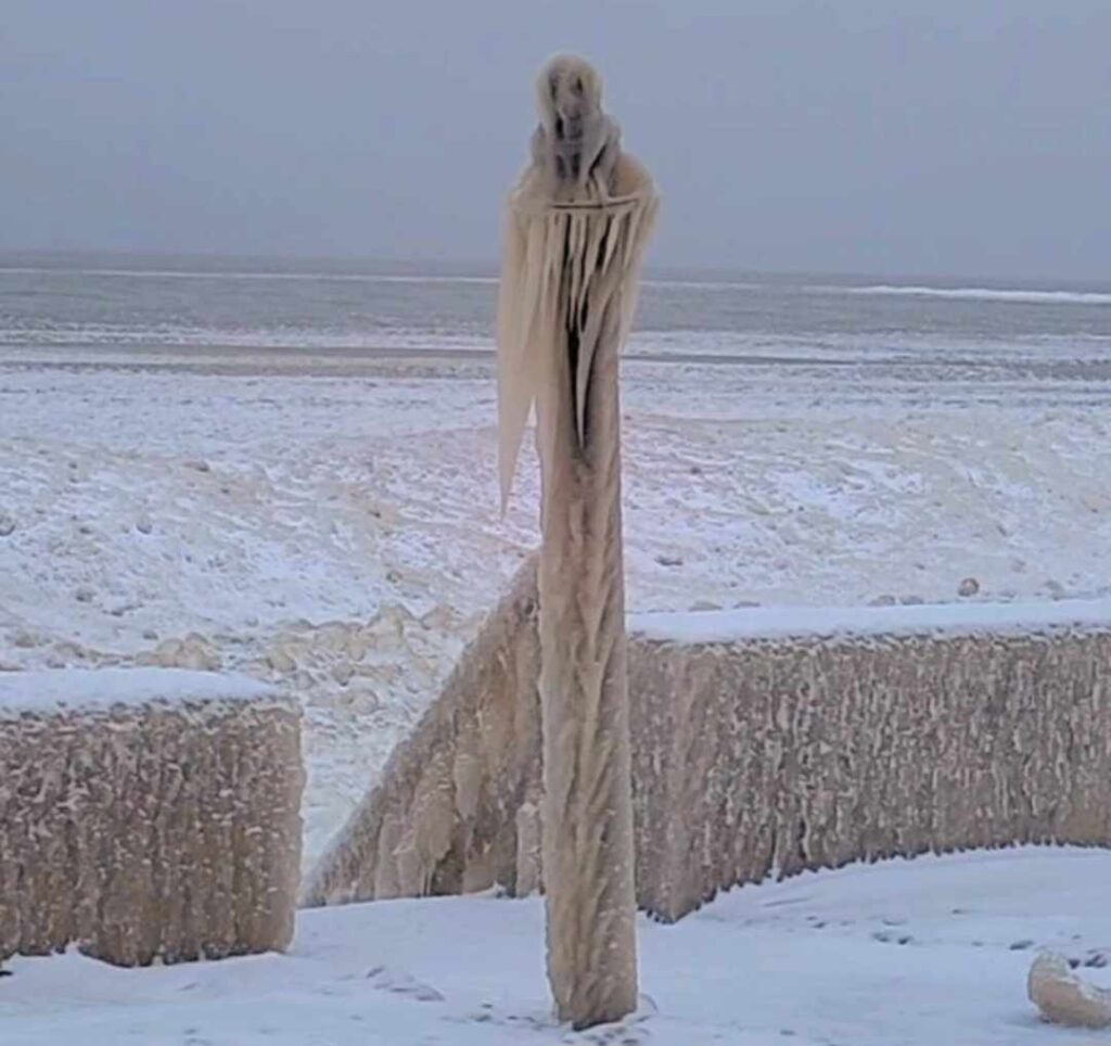 the haunting ‘GRIM REAPER’ ice figure outside a man's house house goes viral on Facebook, leaving social media users horrified.