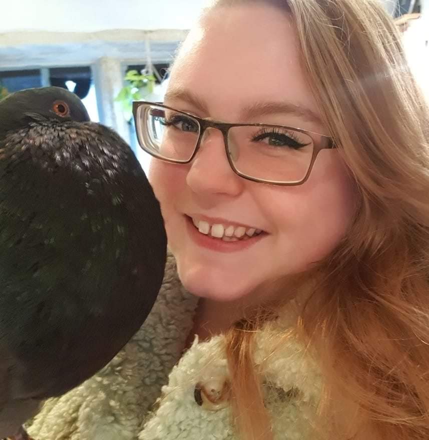 Nessie goes viral on social media for taking her pet pigeon for a walk.