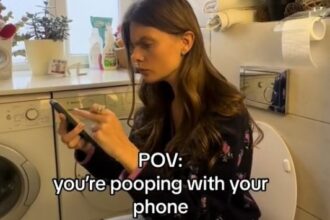 A video grab of Dr Daria Sadovskaya revealing the disturbing reason why scrolling on your phone whilst on the toilet ‘could cause cancer’ goes viral on social media.