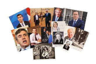 All the British Prime ministers signatures on images of themselves which are available for sale.