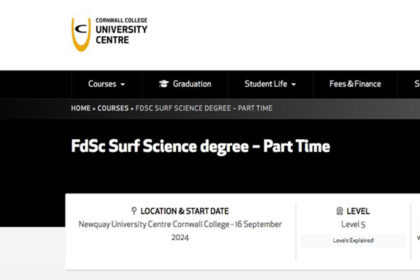 the application for Surf Science Degree on Cornwall College University Centre website will be practicing Surfing.