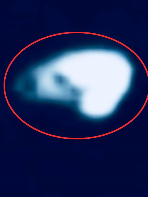 The UFO shaped object in the sky recorded by Christine Iskander on her iPhone, in the village of Brandon, northeast of Bishop Auckland, Co Durham.