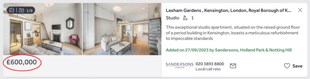 the studio flat listing on the website now available for sale at a reasonable price in london.