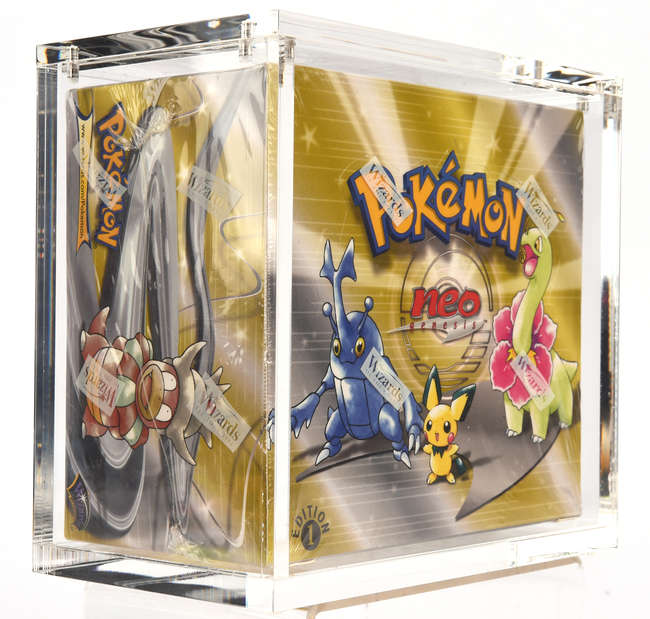 The unopened box of Pokémon cards which were sold at an auction for £19,500.