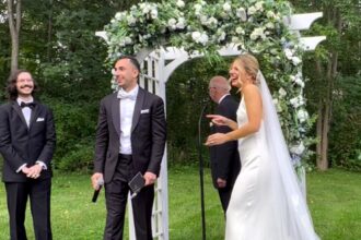 THE Hilarious moment cat crashes couple's wedding during ceremony goes viral on social media.