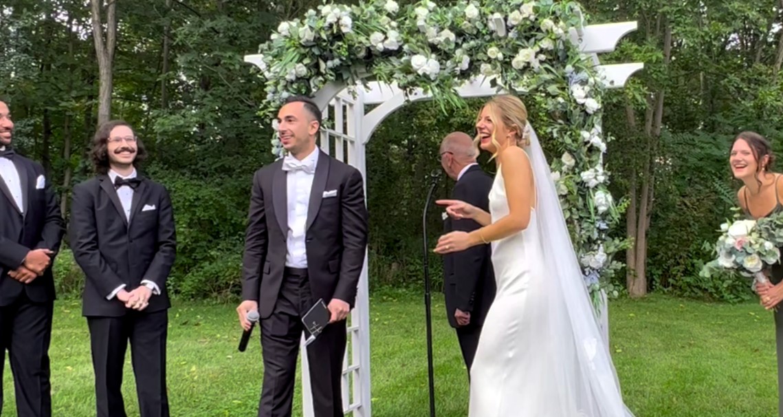 THE Hilarious moment cat crashes couple's wedding during ceremony goes viral on social media.
