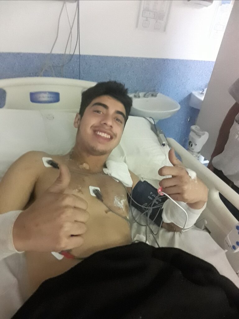 Gabriel Berón the man who was struck by lightning now in hospital recovering.