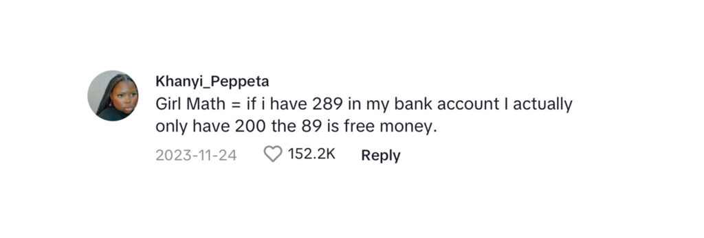 Social media comment on Shilee Hesman and fiance Antonio's viral 'girl math' video.