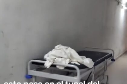 Video grab of the ‘ghost’ pushing along the hospital bed in La Plata, near Buenos Aires, Argentina.
