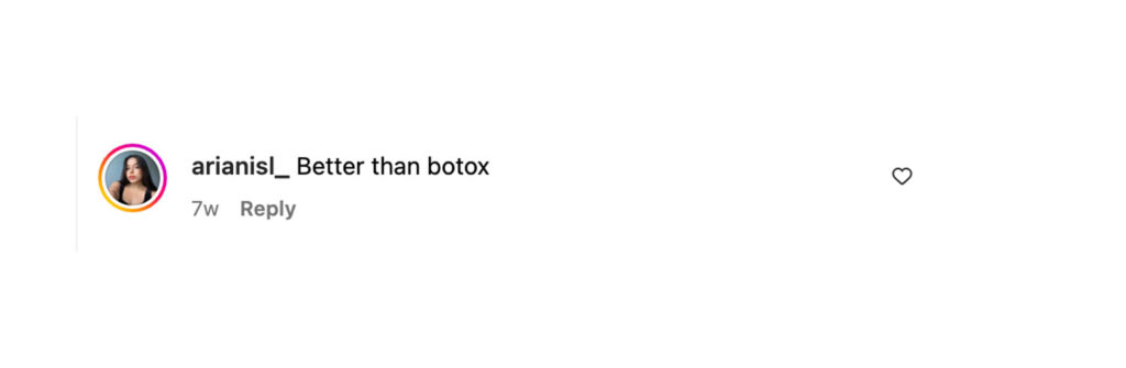 Social media response to Lisa Baisl flaxseed "Botox" recipe.