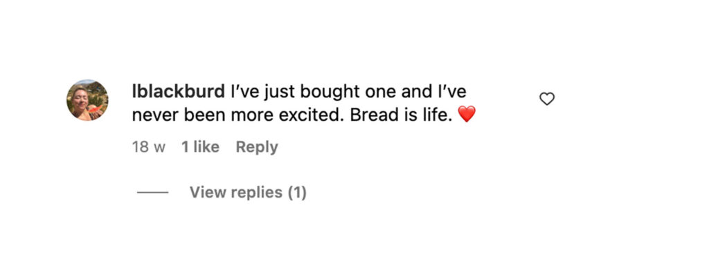 Social media comment on Yukiko Morita's bread lamps.