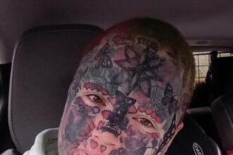 the controversial British mum with 800 tattoos is being mocked online for her extreme appearance.
