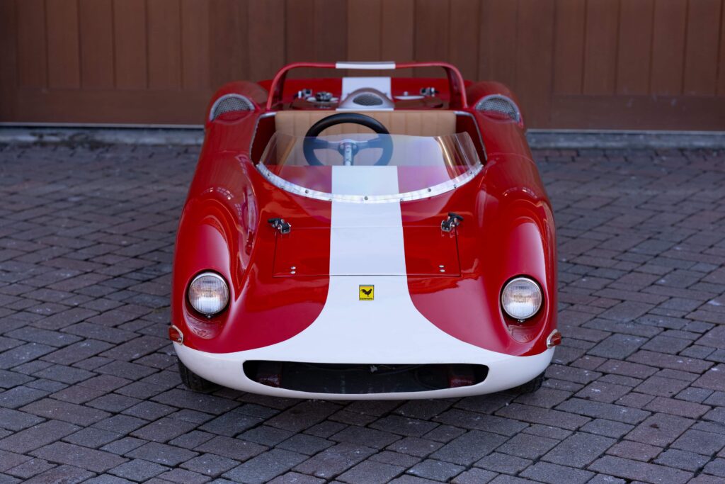 the miniature tribute to the classic Ferrari 275, modeled after the 1964 Le Mans winner, is up for auction. Though limited to 30mph, this kids' toy boasts exquisite craftsmanship and nostalgic charm.