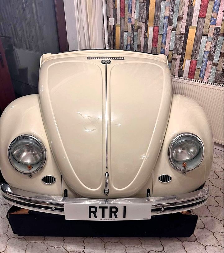 Classic VW Beetle converted into DJ Booth for sale at £1,000. Once a reception desk, now a party essential with working headlights and speedometer. Seller from Preston, Lancs.