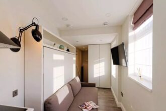 inside the tiny studio flat available for renting in West Hampstead, north-west London