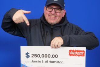 The lucky canadian man who won the lottery ticket in Hamilton, near Toronto, Canada.