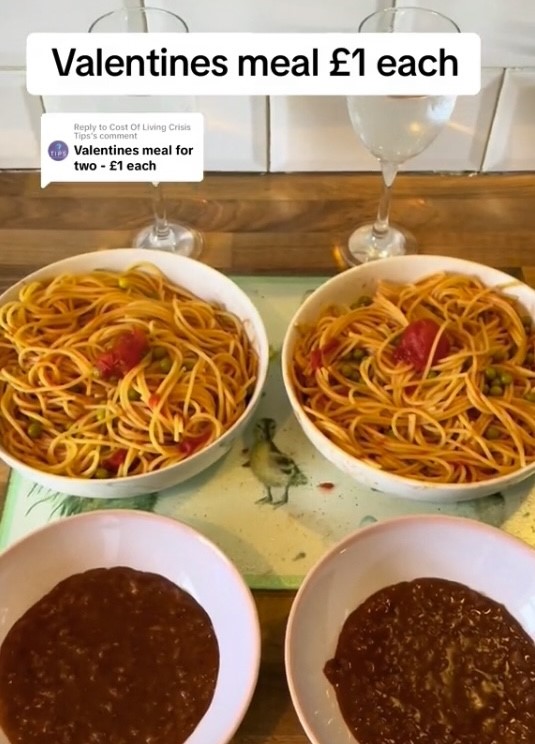 the man who has crafted a cheap Valentine’s Day meal for two at just £2.58 goes viral on social media.