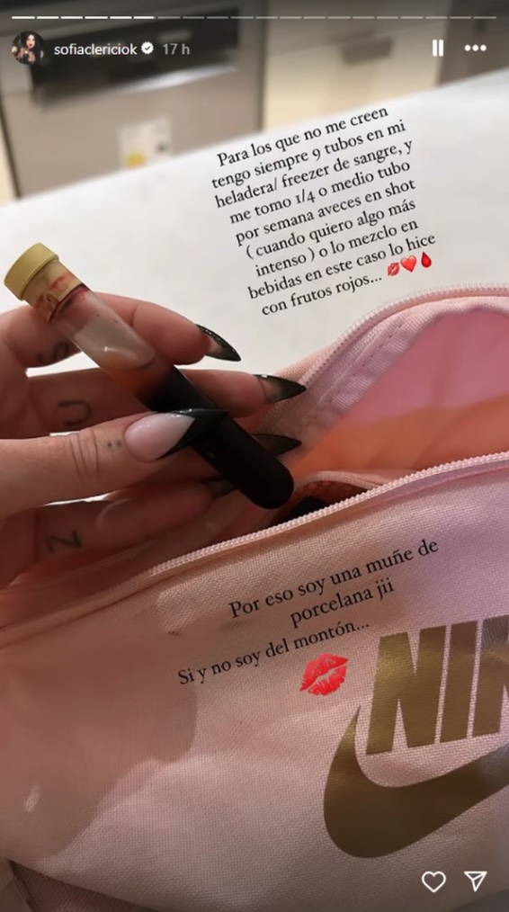 A model shocks followers by admitting to drinking her own blood for youthfulness. Sofia Clerici shares her unconventional beauty regimen, causing a stir online.