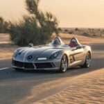 the Mercedes-Benz SLR McLaren Stirling Moss, reaching 219mph, now priced at £2.7 million. With only 75 ever made, it's a rare gem. Inspired by Sir Stirling Moss’ 1955 Mille Miglia victory, its design pays homage to motorsport history. Despite its rarity, it has tripled in value, now auctioned by RM Sotheby’s.
