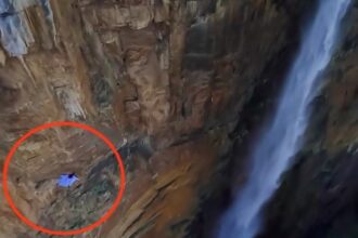 the Daredevil base jump video of Vincent Cotte, takes flight through the world’s highest waterfall, Angel Falls, in Venezuela, capturing breathtaking footage.